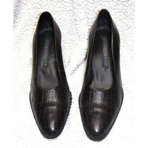 Hillard & Hanson brown leather textured heels